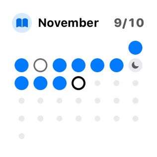 Small month calendar widget: the month as dots